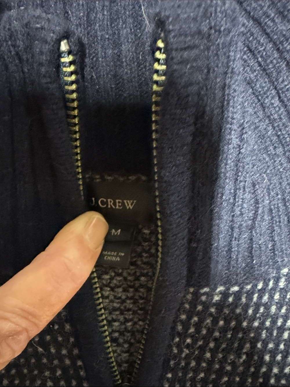 J. Crew Navy and White Textured Half-Zip Sweater. 0174 - Picture 2 of 6